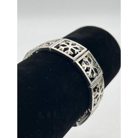 Silver Snowflake Stretch Bracelet - Picture 2 of 5